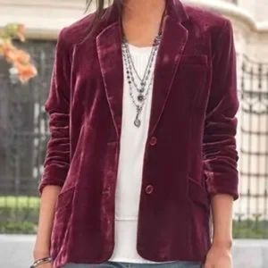 NWT Sundance velvet blazer Size 16, Boysenberry, XL, Silk & rayon.